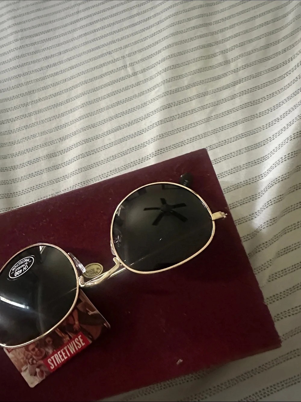 Gold Frame Black Lens Women's Sunglasses